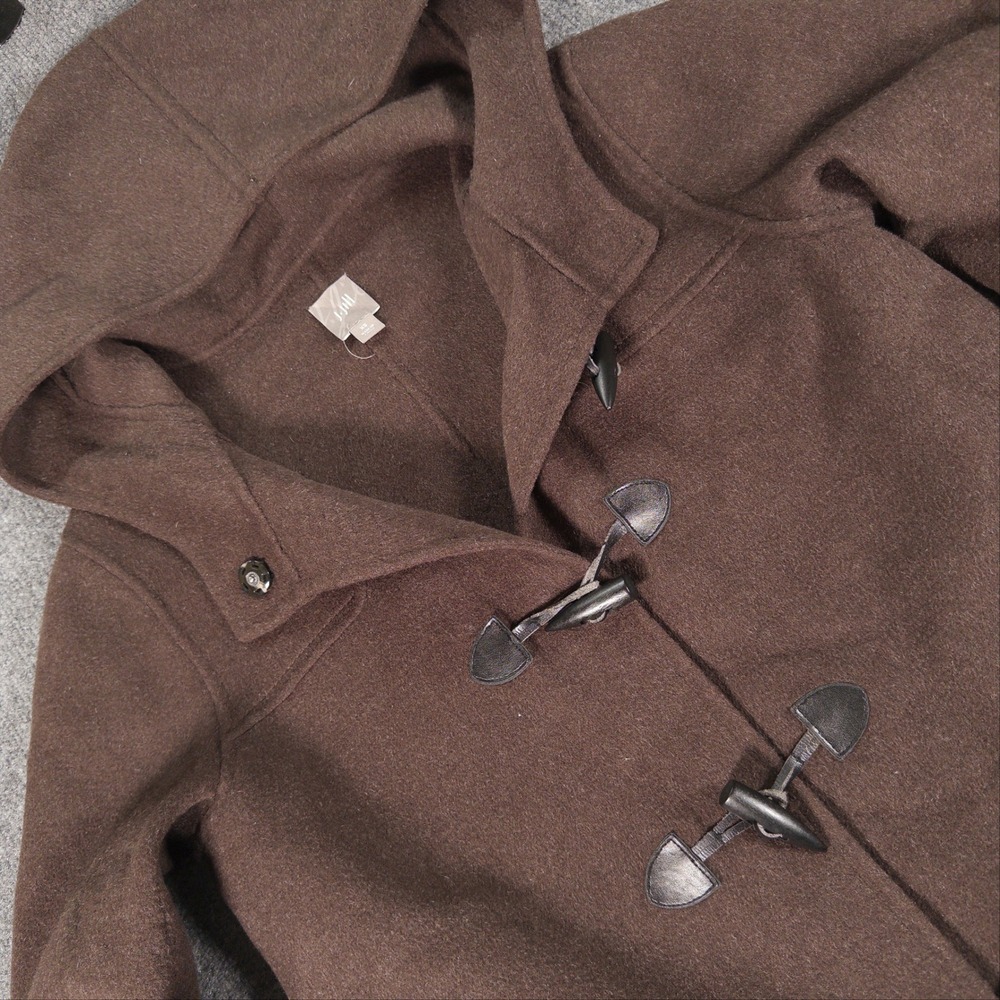 J. Jill Brown Wool Angora Blend Toggle Duffle Coat with Hood Womens XS